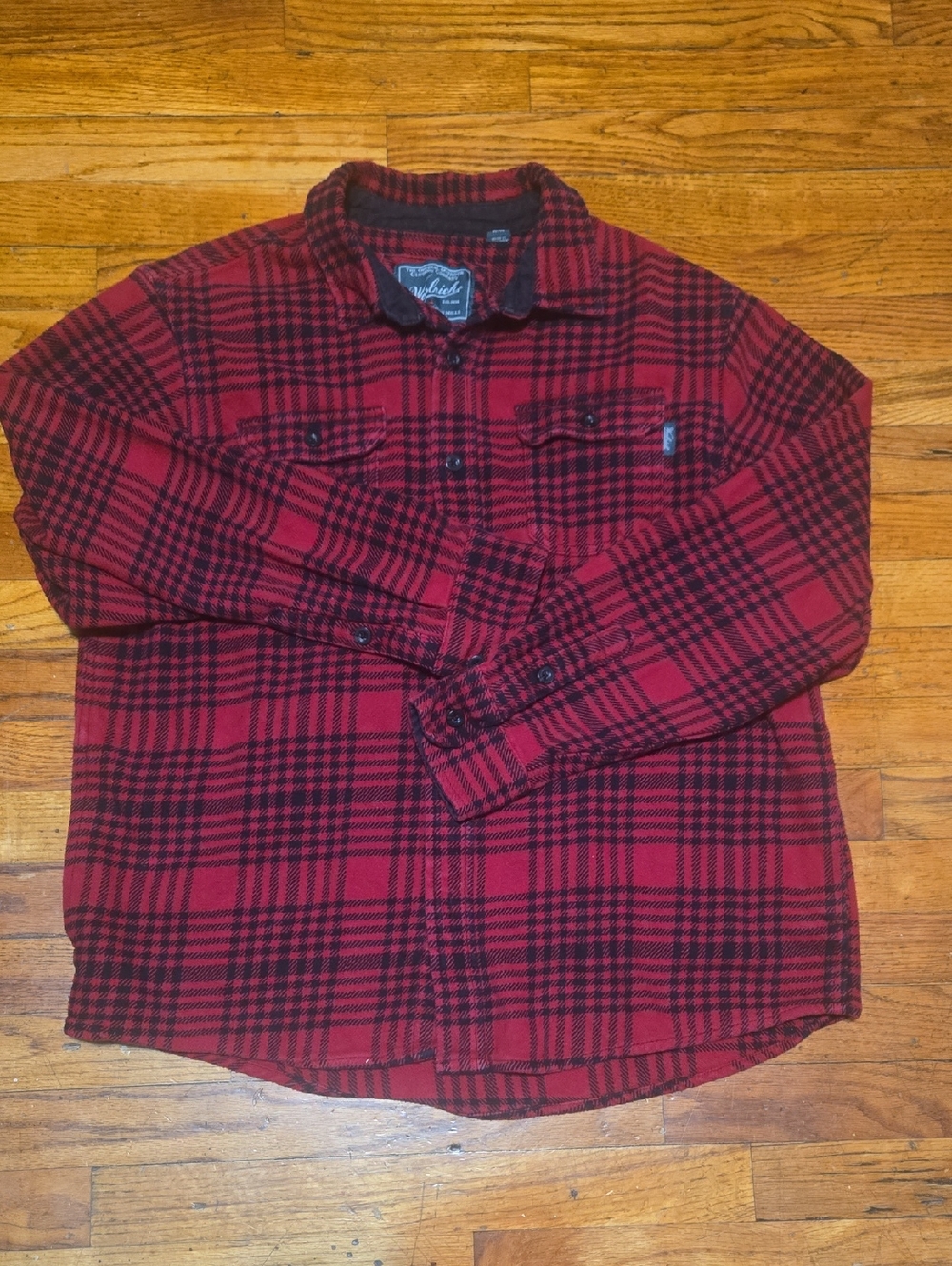Woolrich Shirt Mens XL Brawny Flannel Shacket Red Buffalo Plaid Pocket Button Up